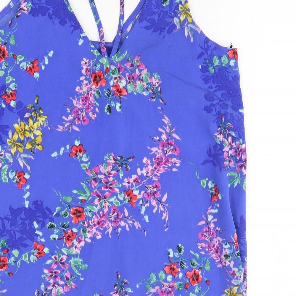 Primark Womens Blue Floral Polyester Camisole Tank Size 10 V-Neck