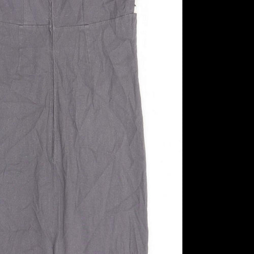 Preworn Womens Grey Floral Polyester Tank Dress Size M Square Neck Pullover