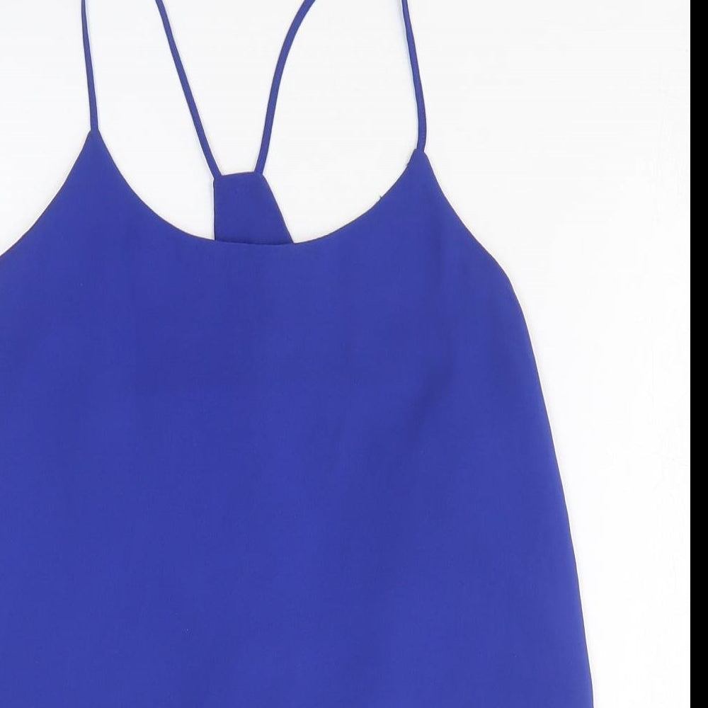 New Look Womens Blue Polyester Camisole Tank Size 10 Round Neck