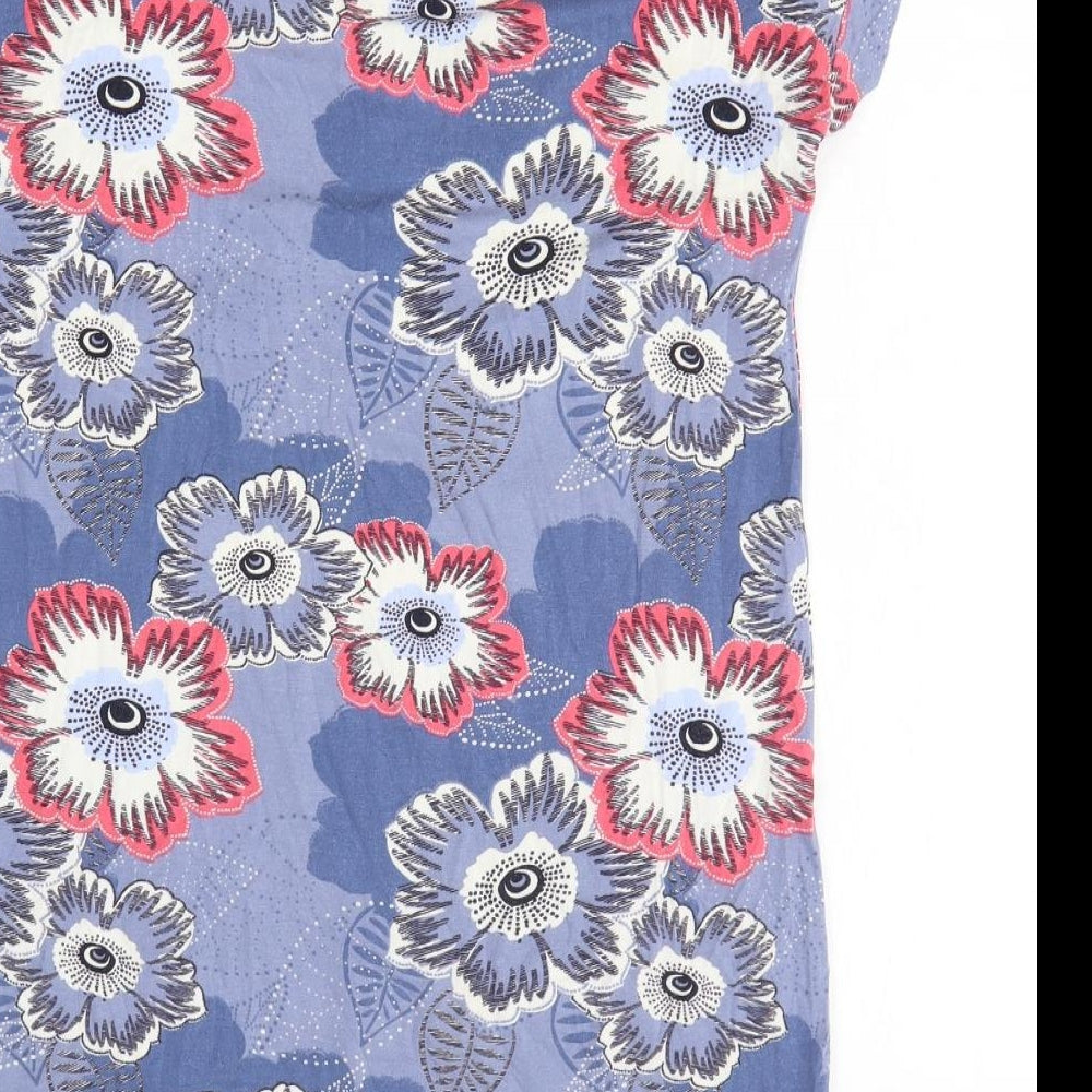 NEXT Womens Blue Floral Viscose Tunic T-Shirt Size 12 V-Neck