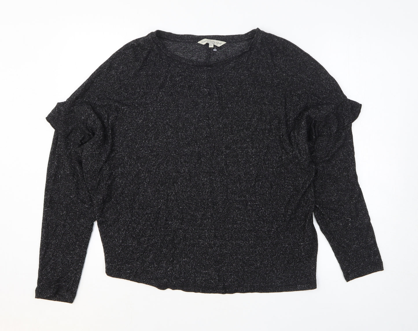 F&F Womens Black Viscose Basic T-Shirt Size 12 Round Neck