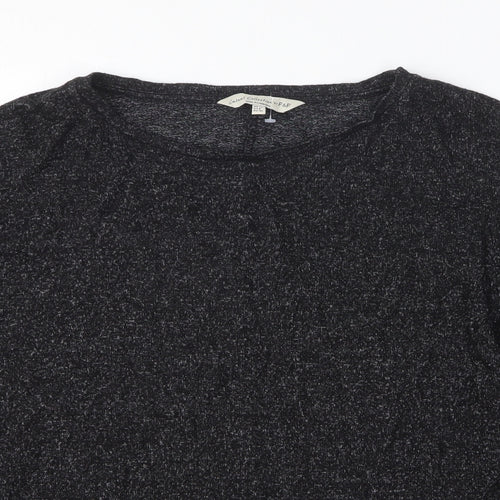 F&F Womens Black Viscose Basic T-Shirt Size 12 Round Neck