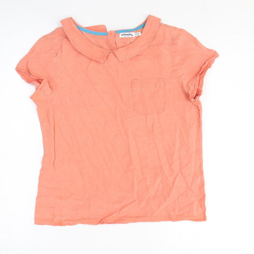 Johnnie B Girls Orange Cotton Basic T-Shirt Size 13-14 Years Collared Pullover
