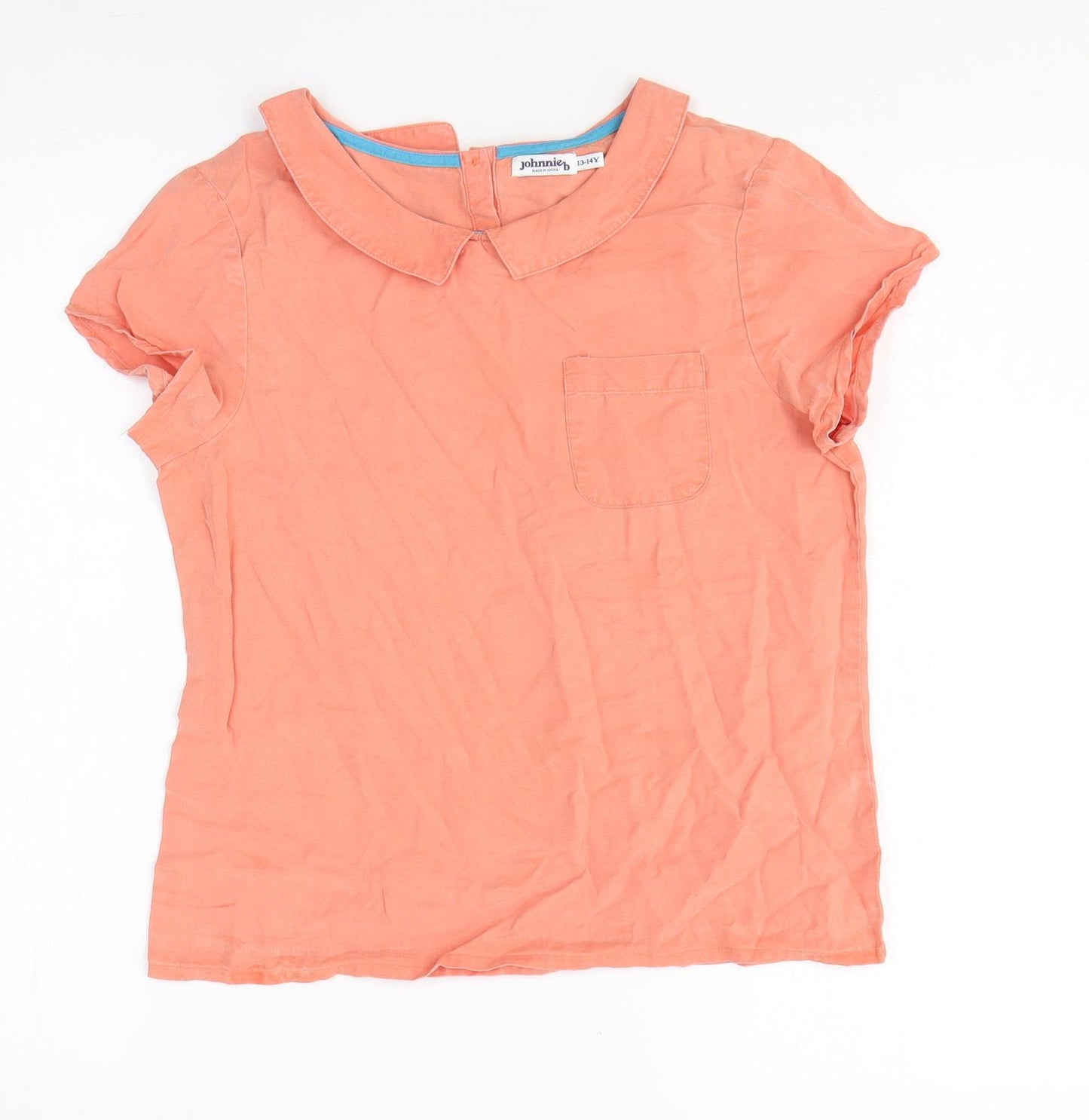 Johnnie B Girls Orange Cotton Basic T-Shirt Size 13-14 Years Collared Pullover