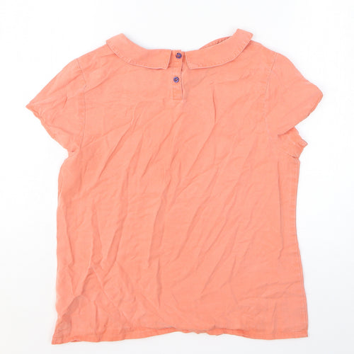 Johnnie B Girls Orange Cotton Basic T-Shirt Size 13-14 Years Collared Pullover
