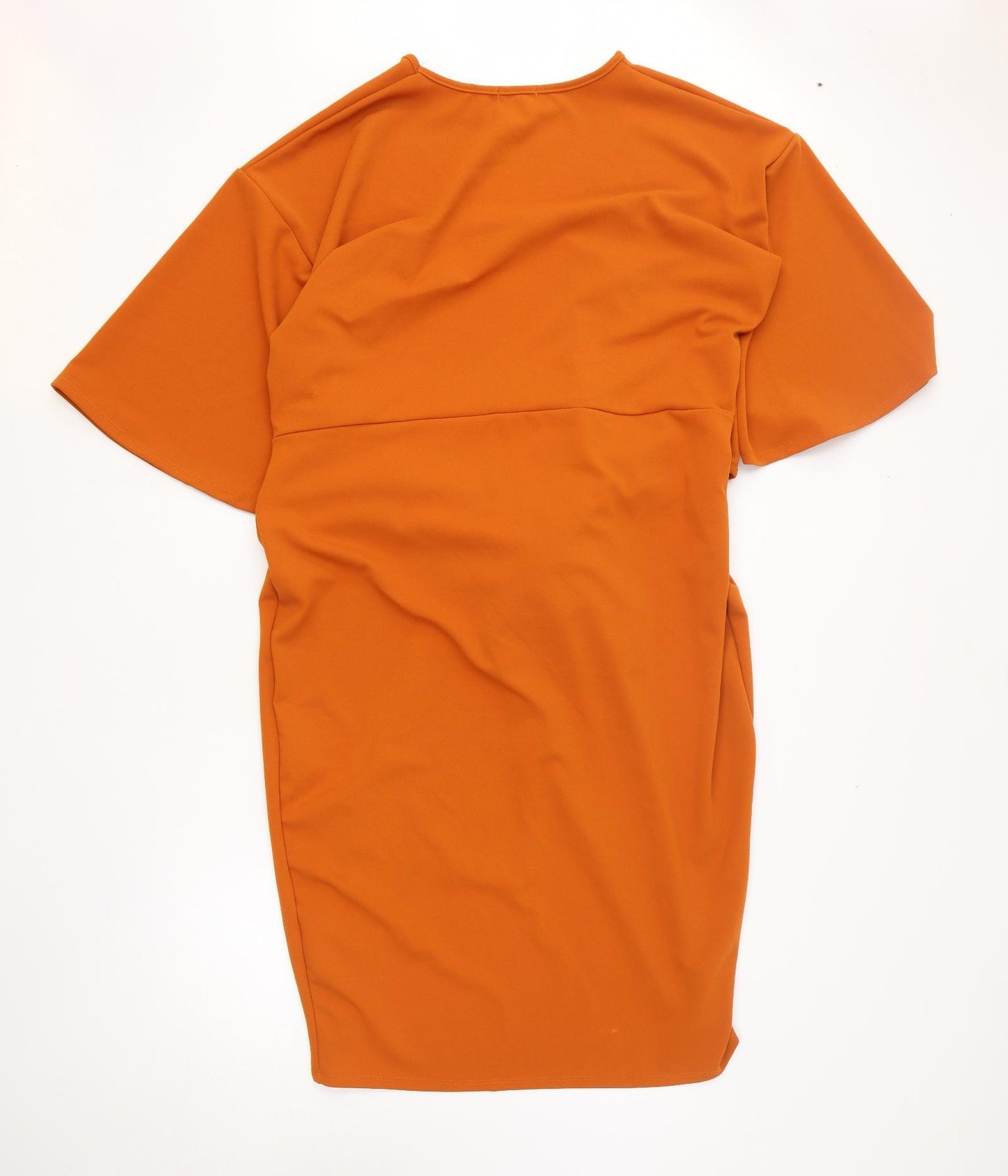 Boohoo Womens Orange Polyester Wrap Dress Size 22 Round Neck Pullover - Tie Front