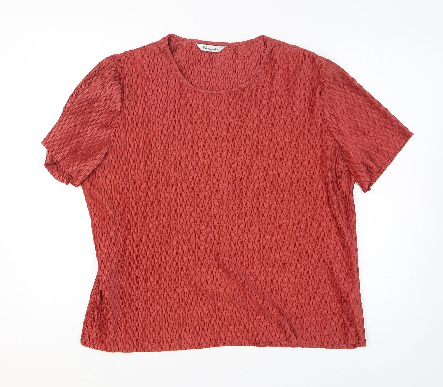 Berkertex Womens Red Polyester Basic T-Shirt Size 18 Round Neck