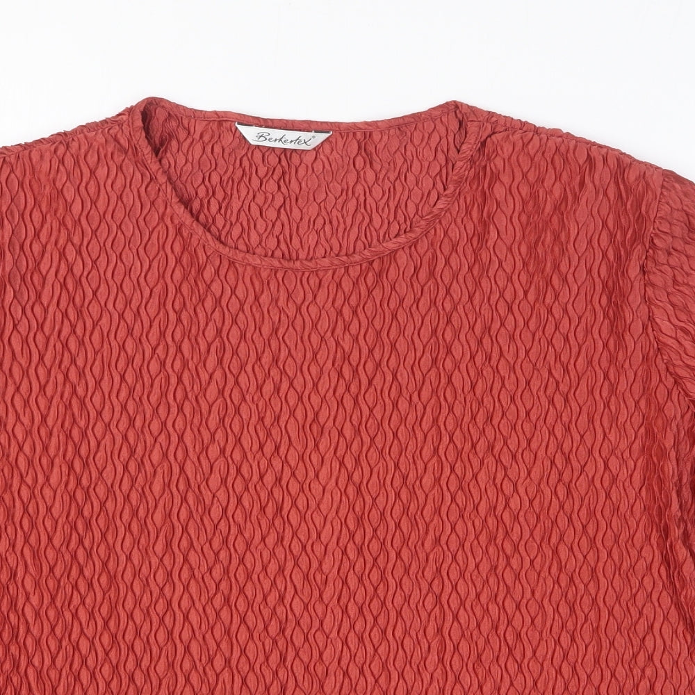 Berkertex Womens Red Polyester Basic T-Shirt Size 18 Round Neck