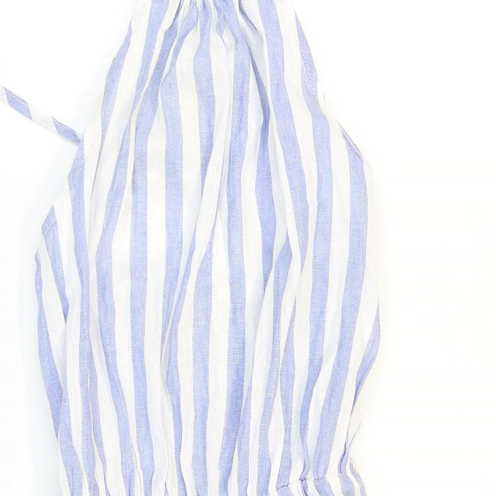 SheIn Womens Blue Striped Cotton Playsuit One-Piece Size XS Tie