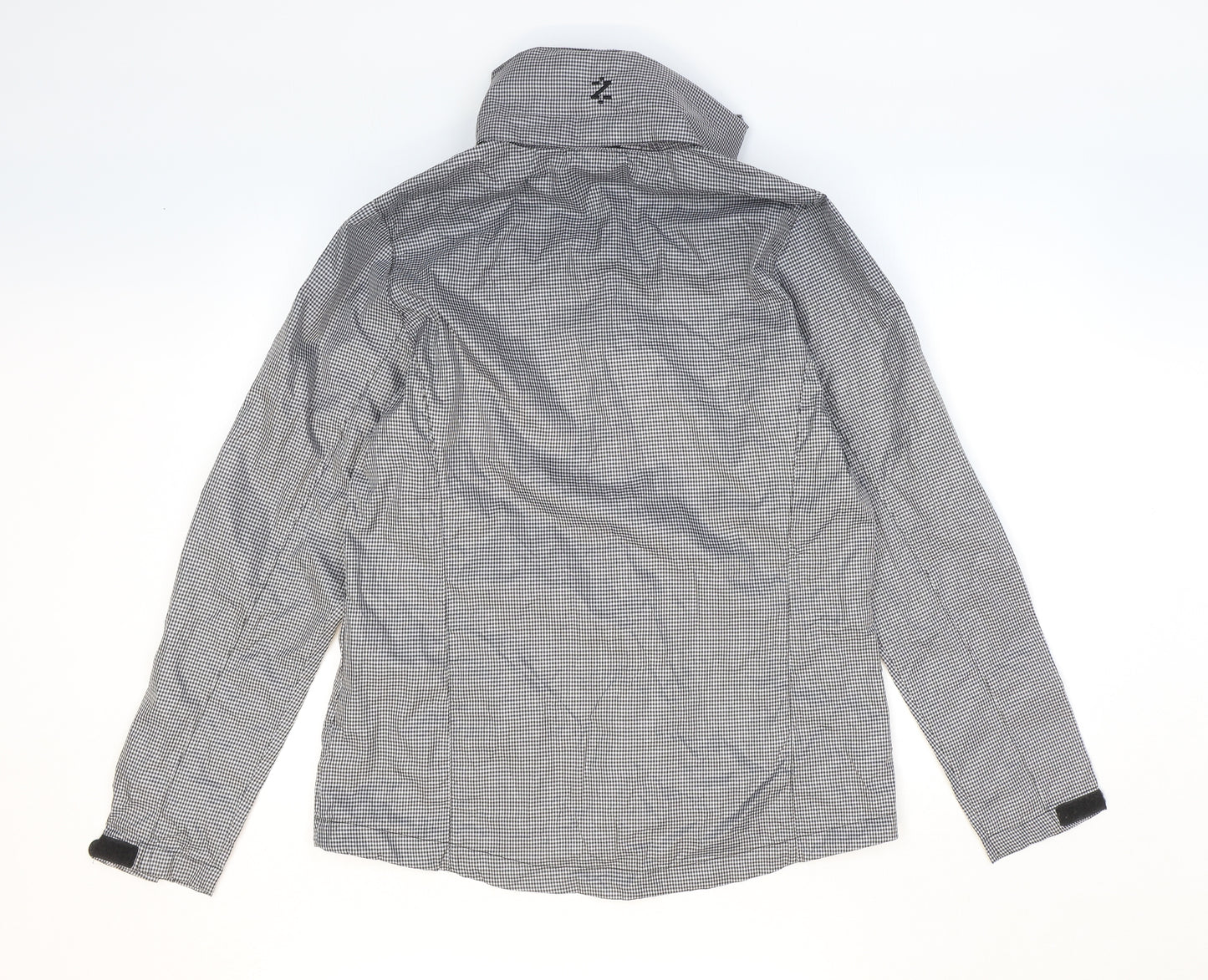 IZOD Womens White Check Rain Coat Coat Size M Zip