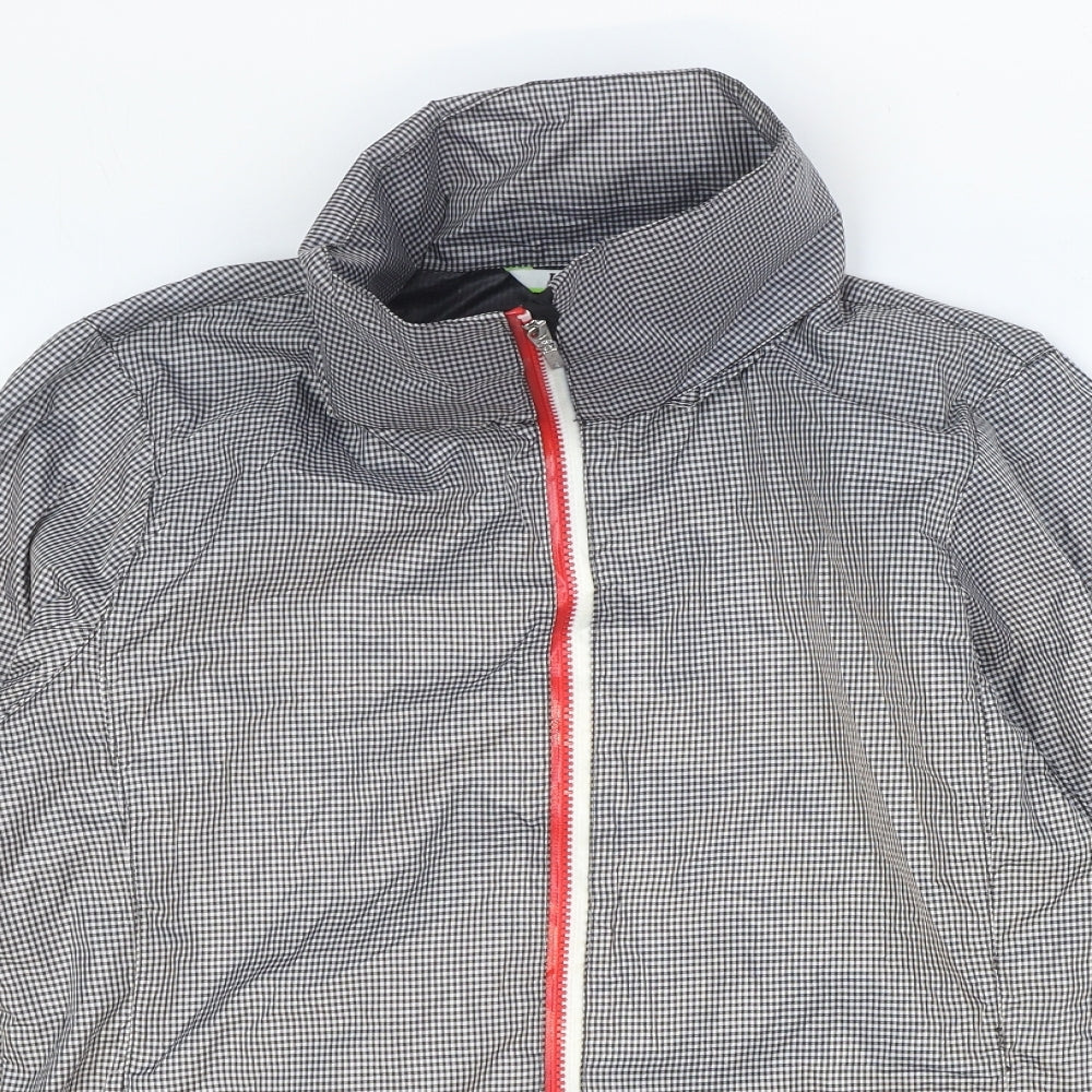 IZOD Womens White Check Rain Coat Coat Size M Zip