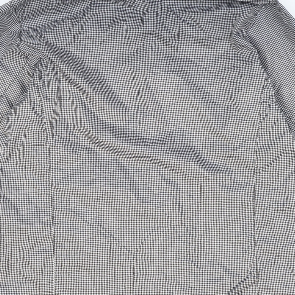 IZOD Womens White Check Rain Coat Coat Size M Zip