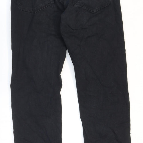 Marks and Spencer Mens Black Cotton Straight Jeans Size 30 L33 in Regular Zip
