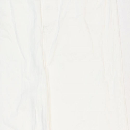 Marks and Spencer Womens White Cotton Wide-Leg Jeans Size 16 L26 in Regular Zip