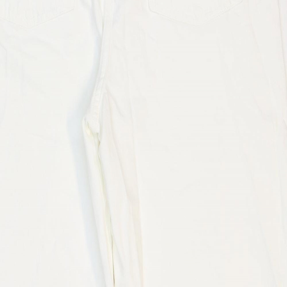 Marks and Spencer Womens White Cotton Wide-Leg Jeans Size 16 L26 in Regular Zip