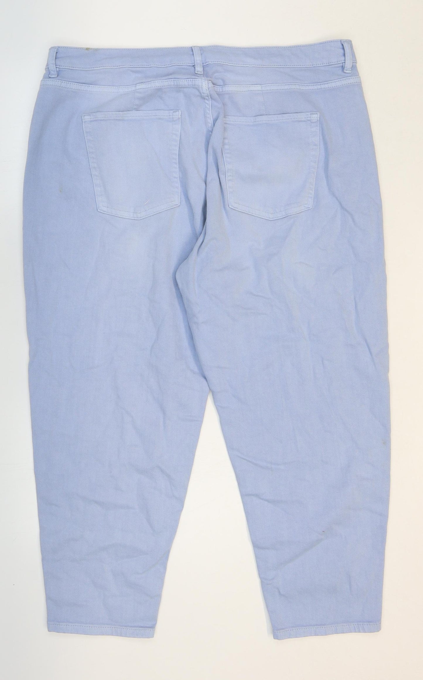 Marks and Spencer Womens Blue Cotton Mom Jeans Size 22 L23 in Regular Zip