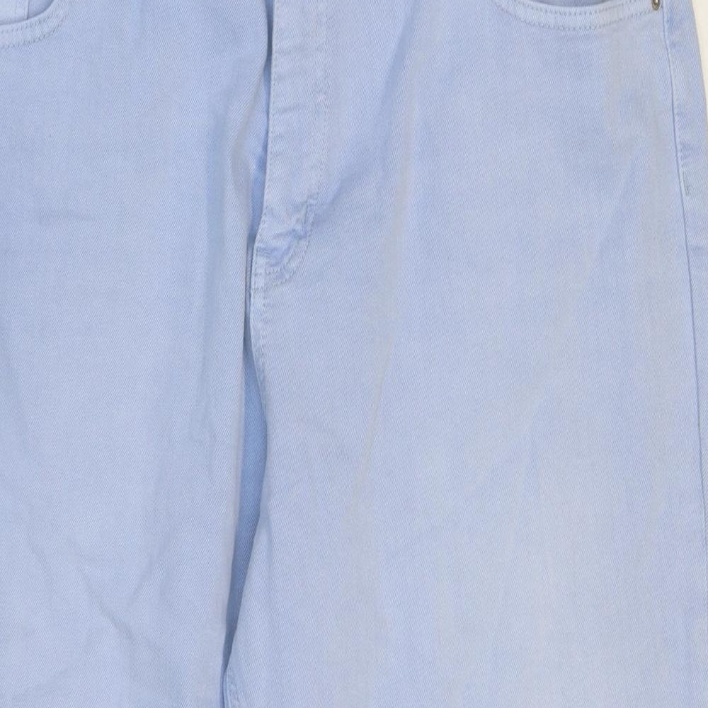 Marks and Spencer Womens Blue Cotton Mom Jeans Size 22 L23 in Regular Zip
