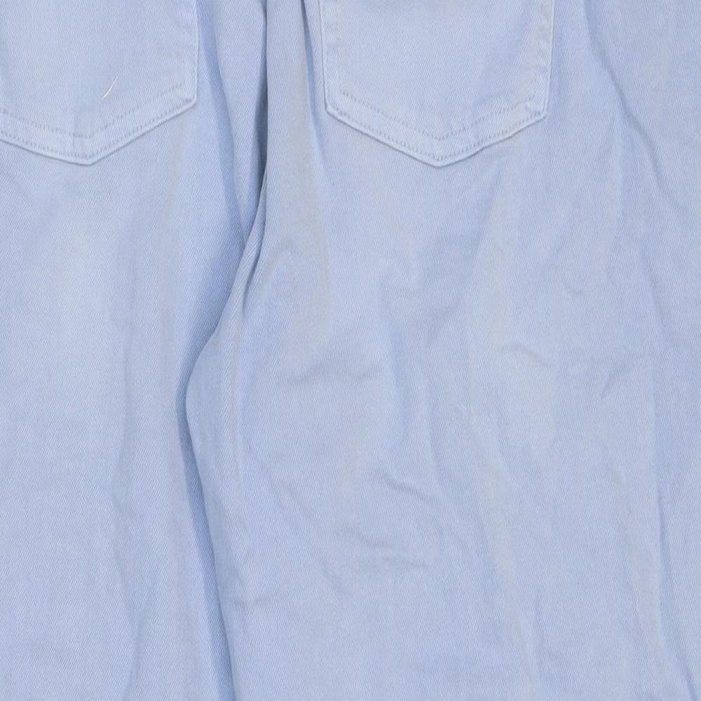 Marks and Spencer Womens Blue Cotton Mom Jeans Size 22 L23 in Regular Zip