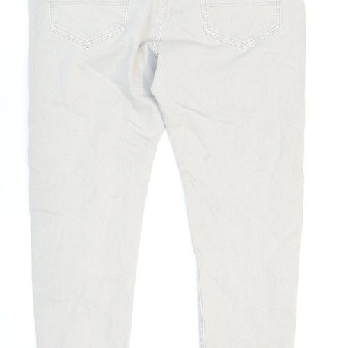 Marks and Spencer Mens Grey Cotton Skinny Jeans Size 40 in L33 in Regular Zip