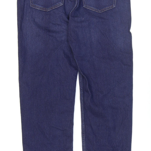 Marks and Spencer Womens Blue Cotton Straight Jeans Size 12 L27 in Regular Zip