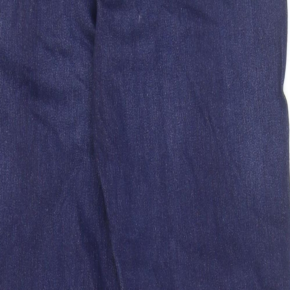 Marks and Spencer Womens Blue Cotton Straight Jeans Size 12 L27 in Regular Zip