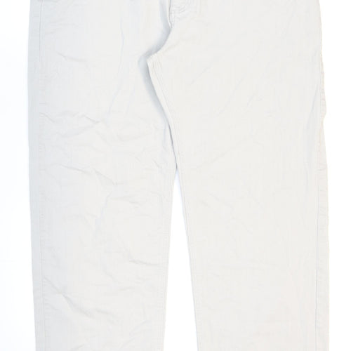 Marks and Spencer Mens Grey Cotton Straight Jeans Size 40 in L33 in Regular Zip