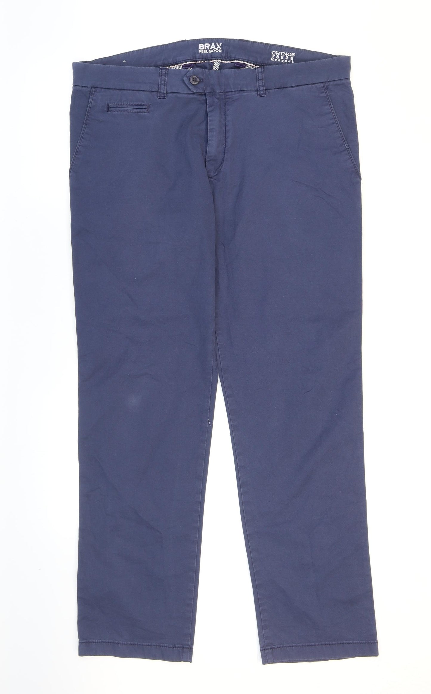 BRAX Mens Blue Cotton Chino Trousers Size 38 in L30 in Regular Zip