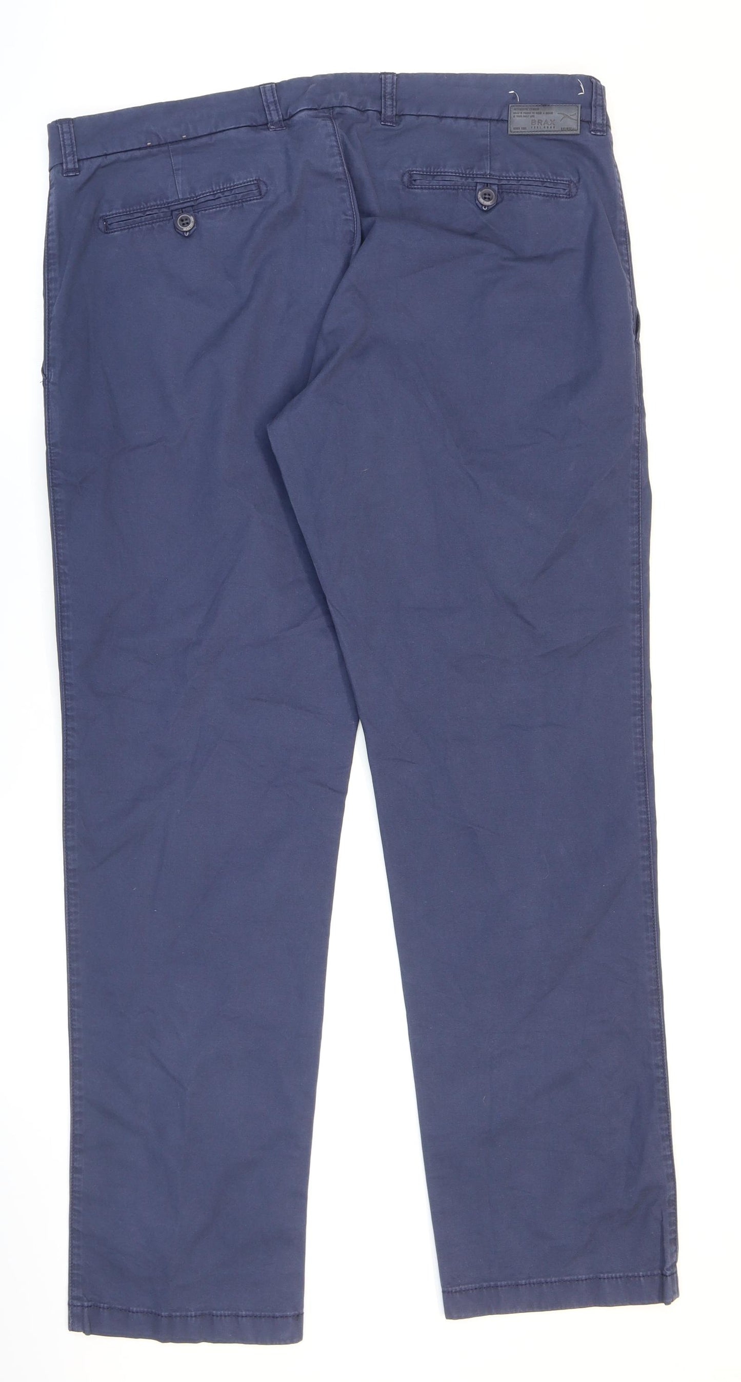 BRAX Mens Blue Cotton Chino Trousers Size 38 in L30 in Regular Zip