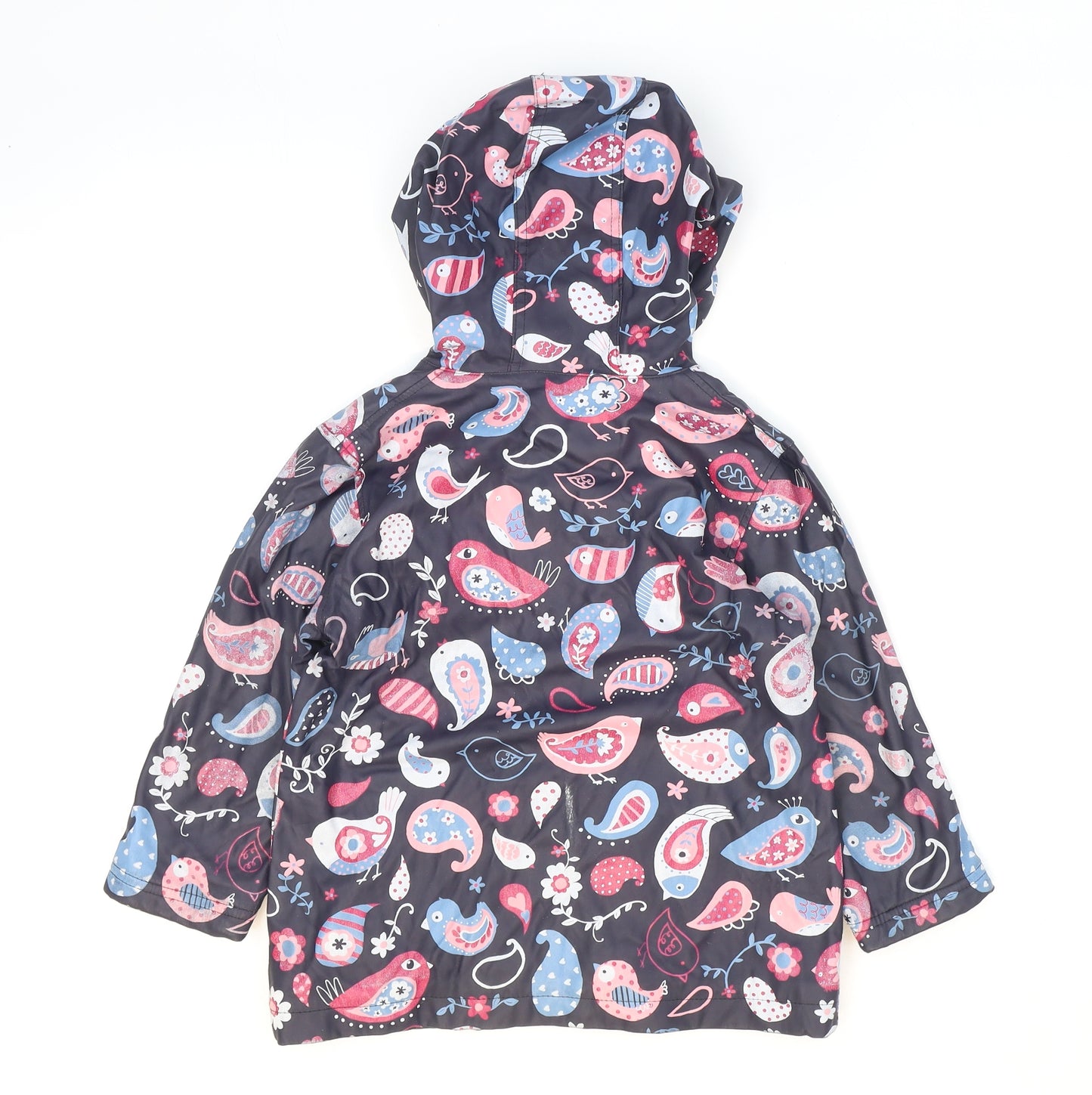 Hatley Girls Multicoloured Paisley Rain Coat Coat Size 4 Years Snap - Birds