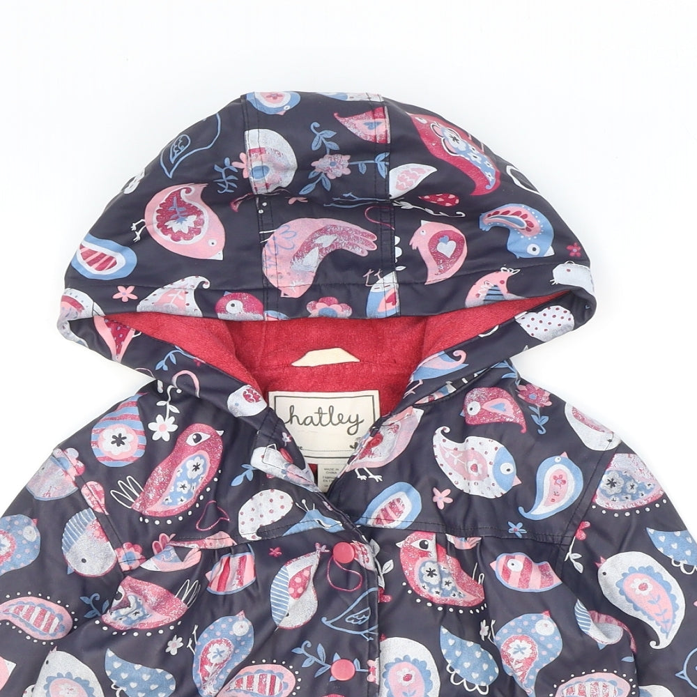 Hatley Girls Multicoloured Paisley Rain Coat Coat Size 4 Years Snap - Birds