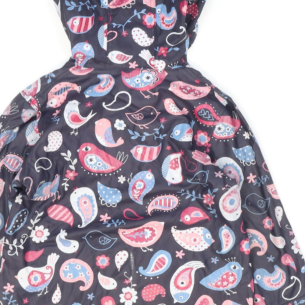 Hatley Girls Multicoloured Paisley Rain Coat Coat Size 4 Years Snap - Birds