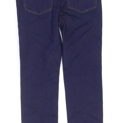 Marks and Spencer Womens Blue Cotton Straight Jeans Size 10 L26 in Regular Zip