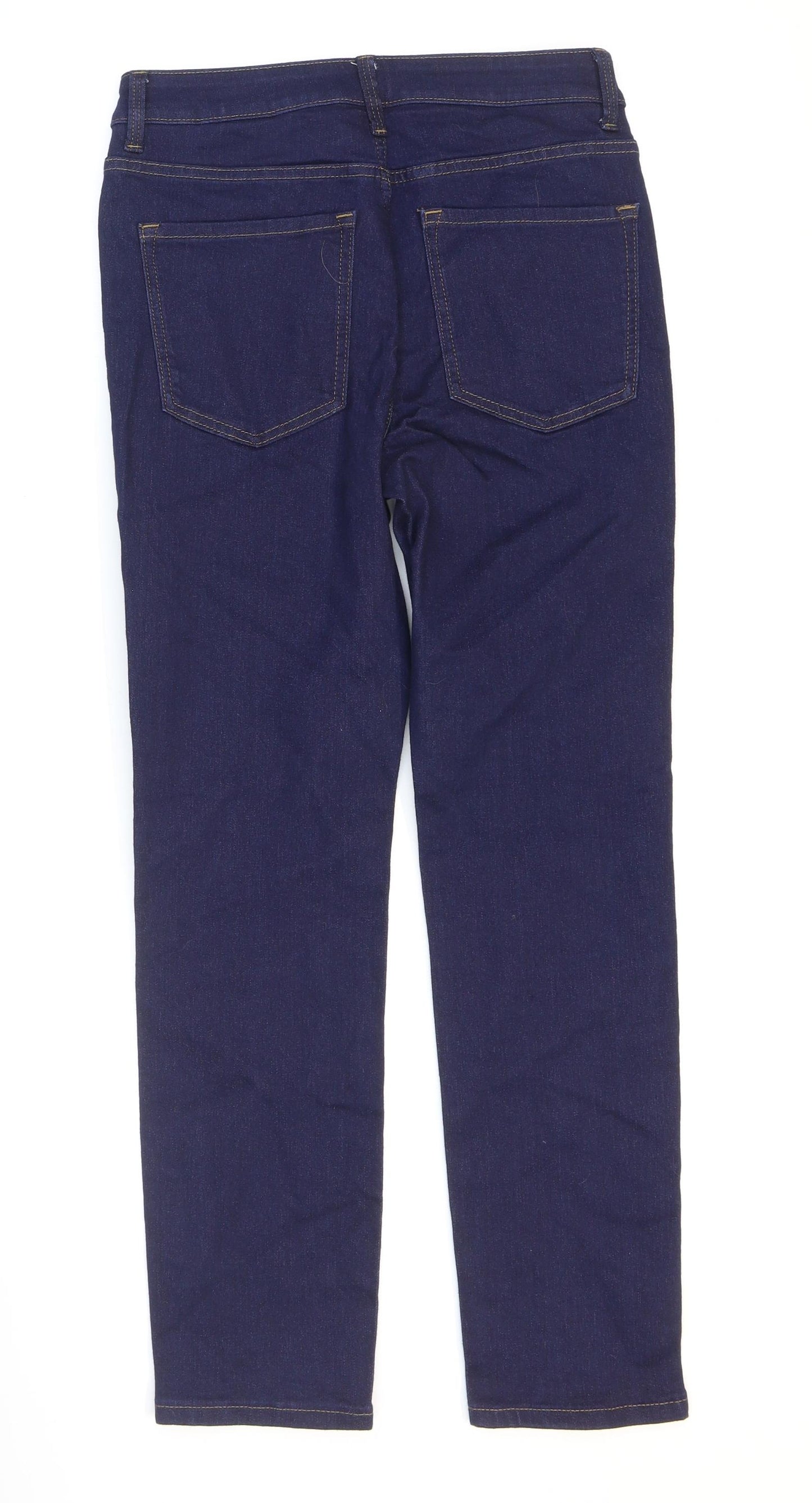 Marks and Spencer Womens Blue Cotton Straight Jeans Size 10 L26 in Regular Zip