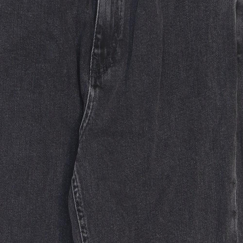 Marks and Spencer Womens Black Cotton Straight Jeans Size 16 L23 in Regular Zip