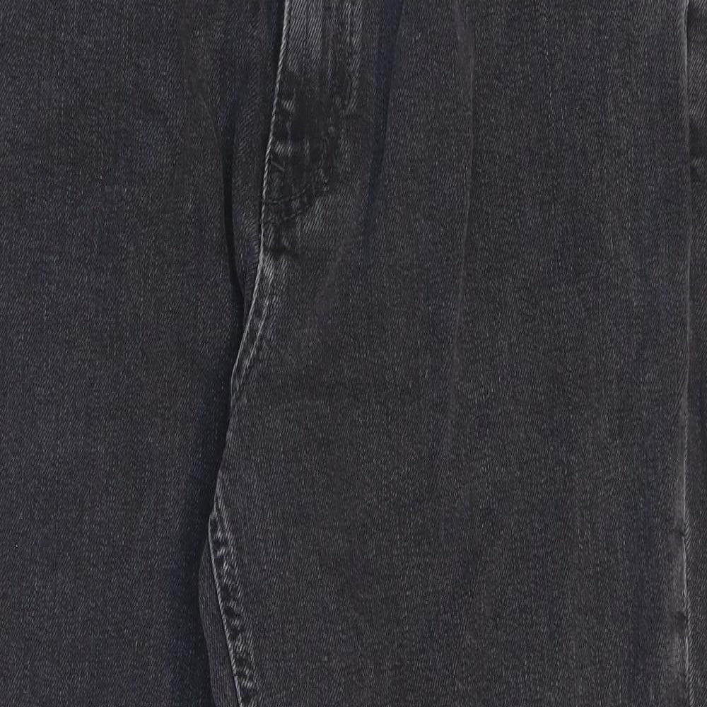 Marks and Spencer Womens Black Cotton Straight Jeans Size 16 L23 in Regular Zip