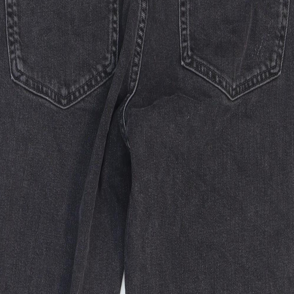 Marks and Spencer Womens Black Cotton Straight Jeans Size 16 L23 in Regular Zip