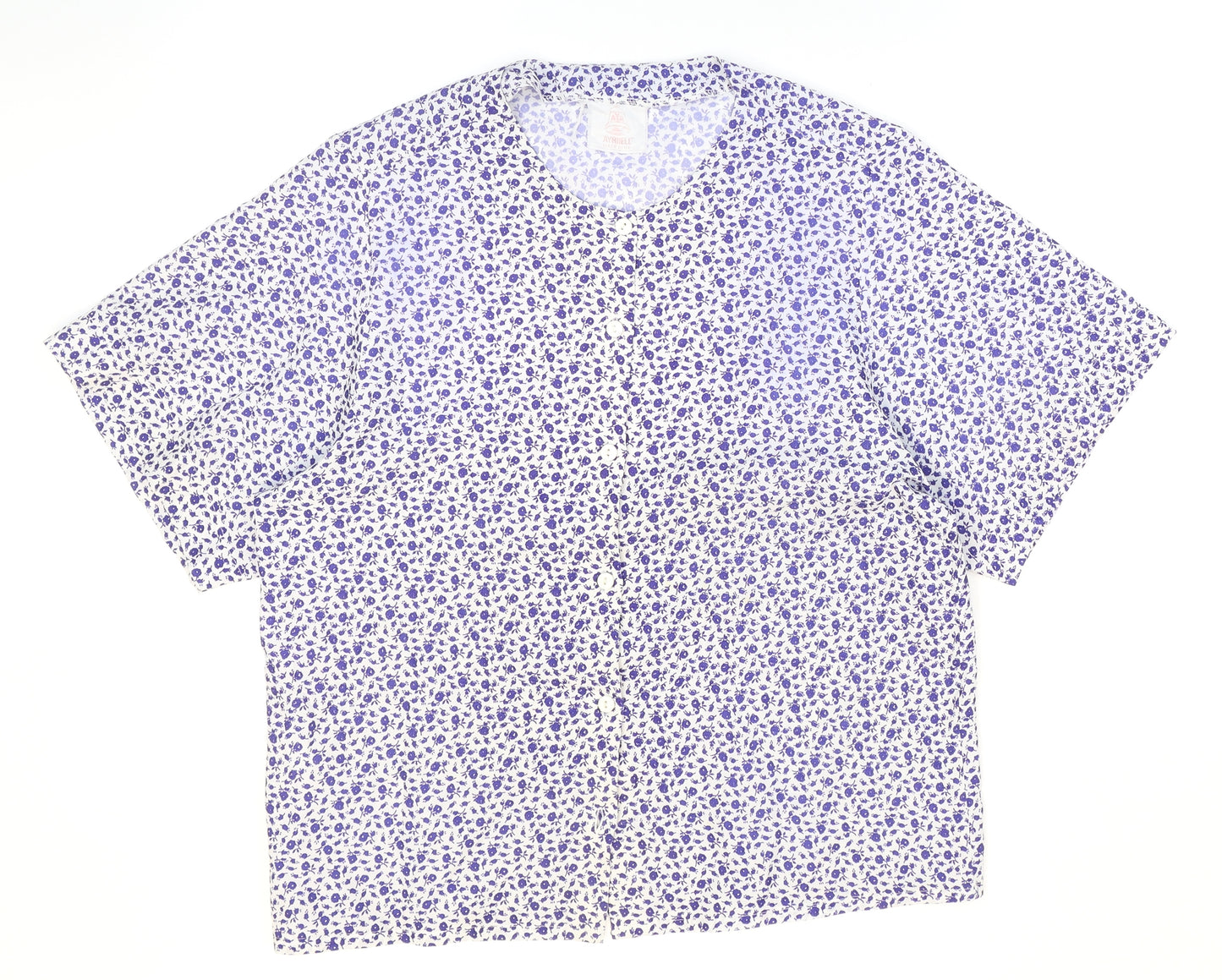 Ayrbell Womens Blue Floral Polyester Basic Blouse Size 12 V-Neck