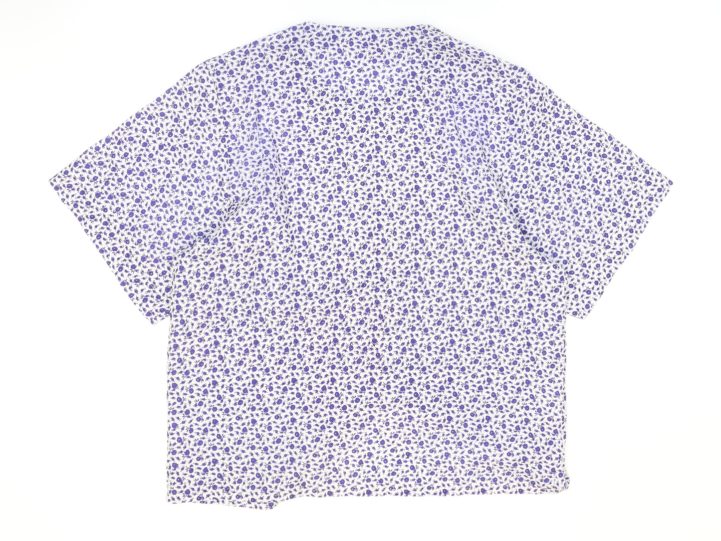Ayrbell Womens Blue Floral Polyester Basic Blouse Size 12 V-Neck