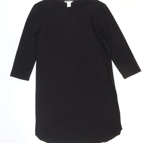 H&M Womens Black Polyester Shift Size XS Boat Neck Pullover