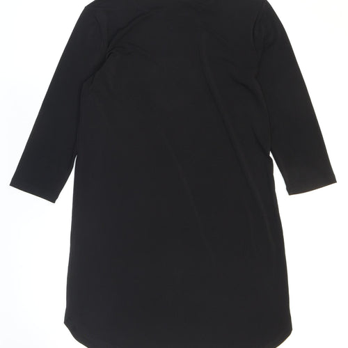 H&M Womens Black Polyester Shift Size XS Boat Neck Pullover