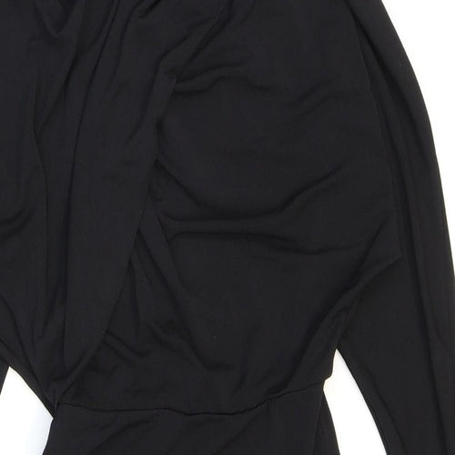H&M Womens Black Polyester Bodycon Size XS High Neck Pullover - Knot Detail