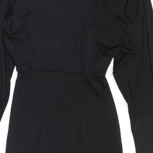 H&M Womens Black Polyester Bodycon Size XS High Neck Pullover - Knot Detail