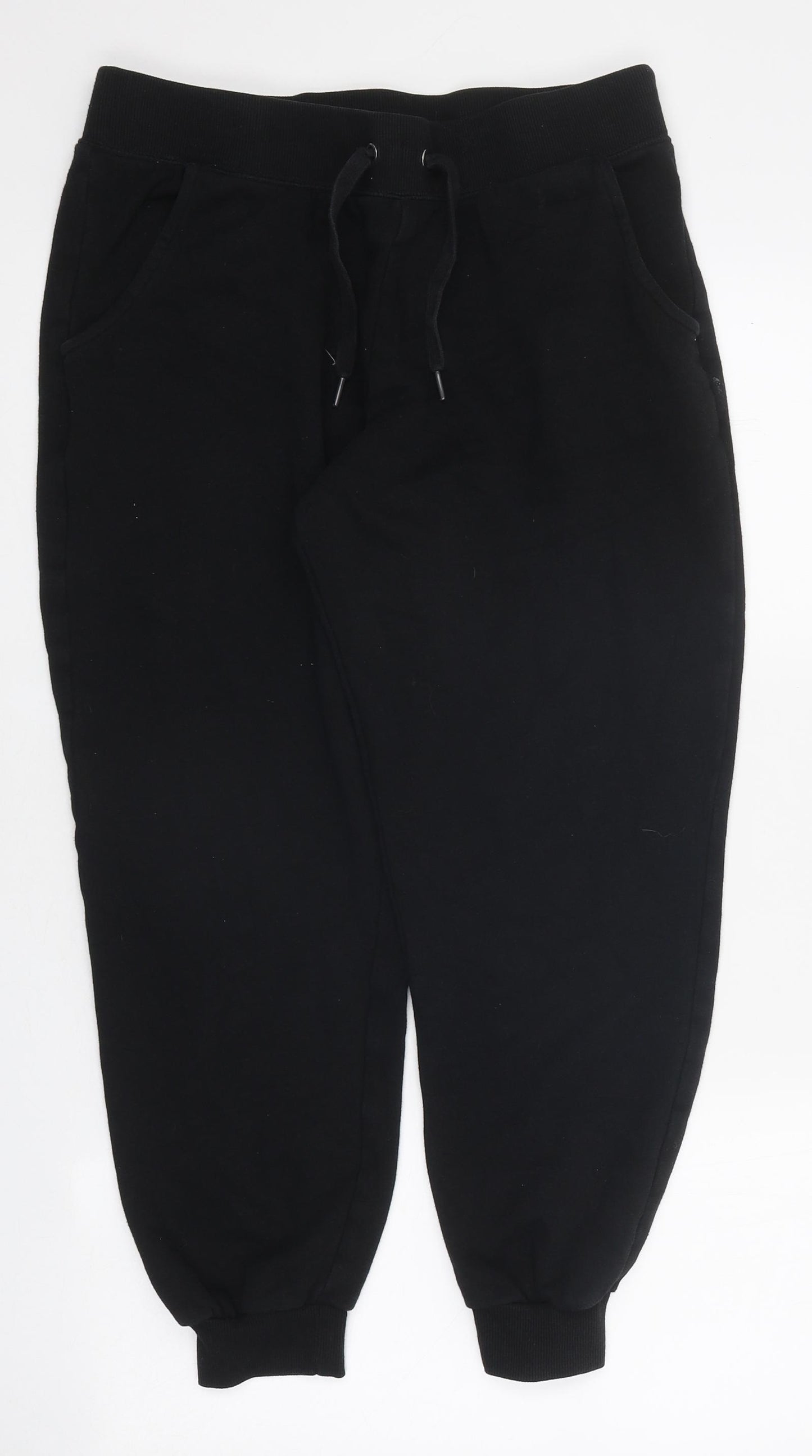 New Look Womens Black Cotton Jogger Trousers Size M L25 in Regular Drawstring