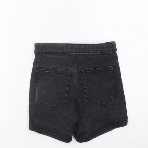 Topshop Womens Black 100% Cotton Hot Pants Shorts Size 8 L10 in Regular Zip