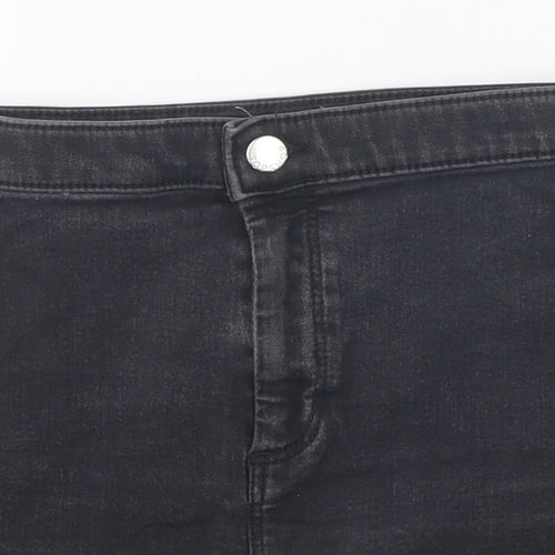 Topshop Womens Black 100% Cotton Hot Pants Shorts Size 8 L10 in Regular Zip