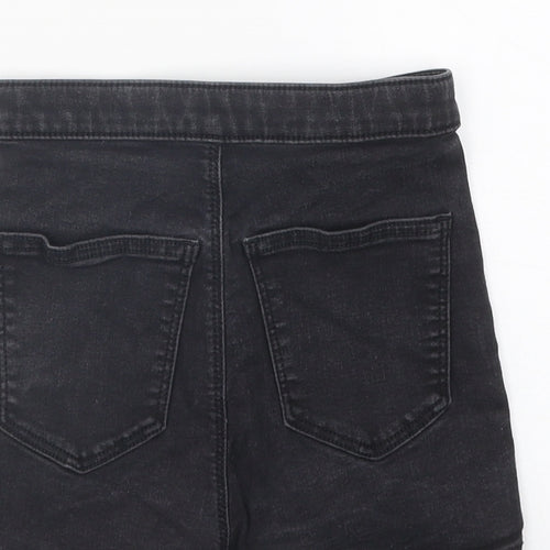 Topshop Womens Black 100% Cotton Hot Pants Shorts Size 8 L10 in Regular Zip