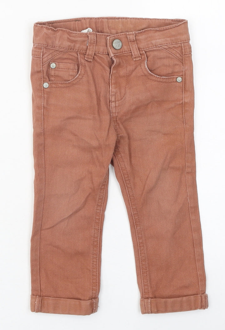 Urban Baby Brown 100% Cotton Capri Jeans Size 12-18 Months Zip