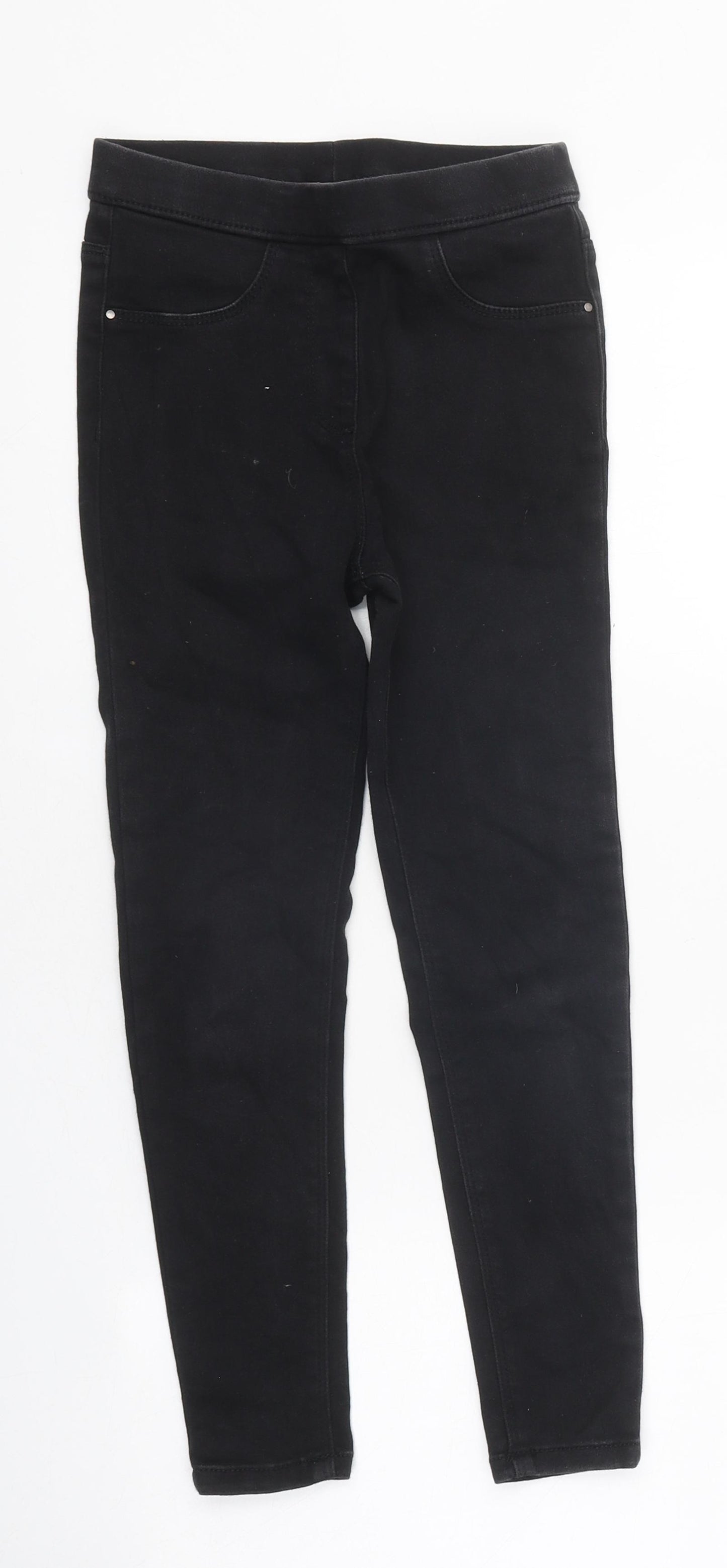 George Girls Black 100% Cotton Jegging Jeans Size 7-8 Years Regular Pullover