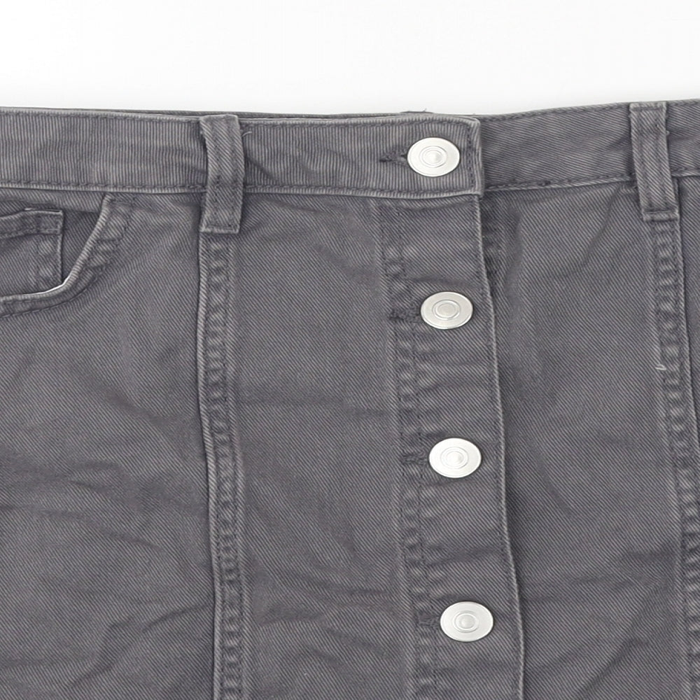 TU Womens Grey Cotton Mini Skirt Size 12 Button