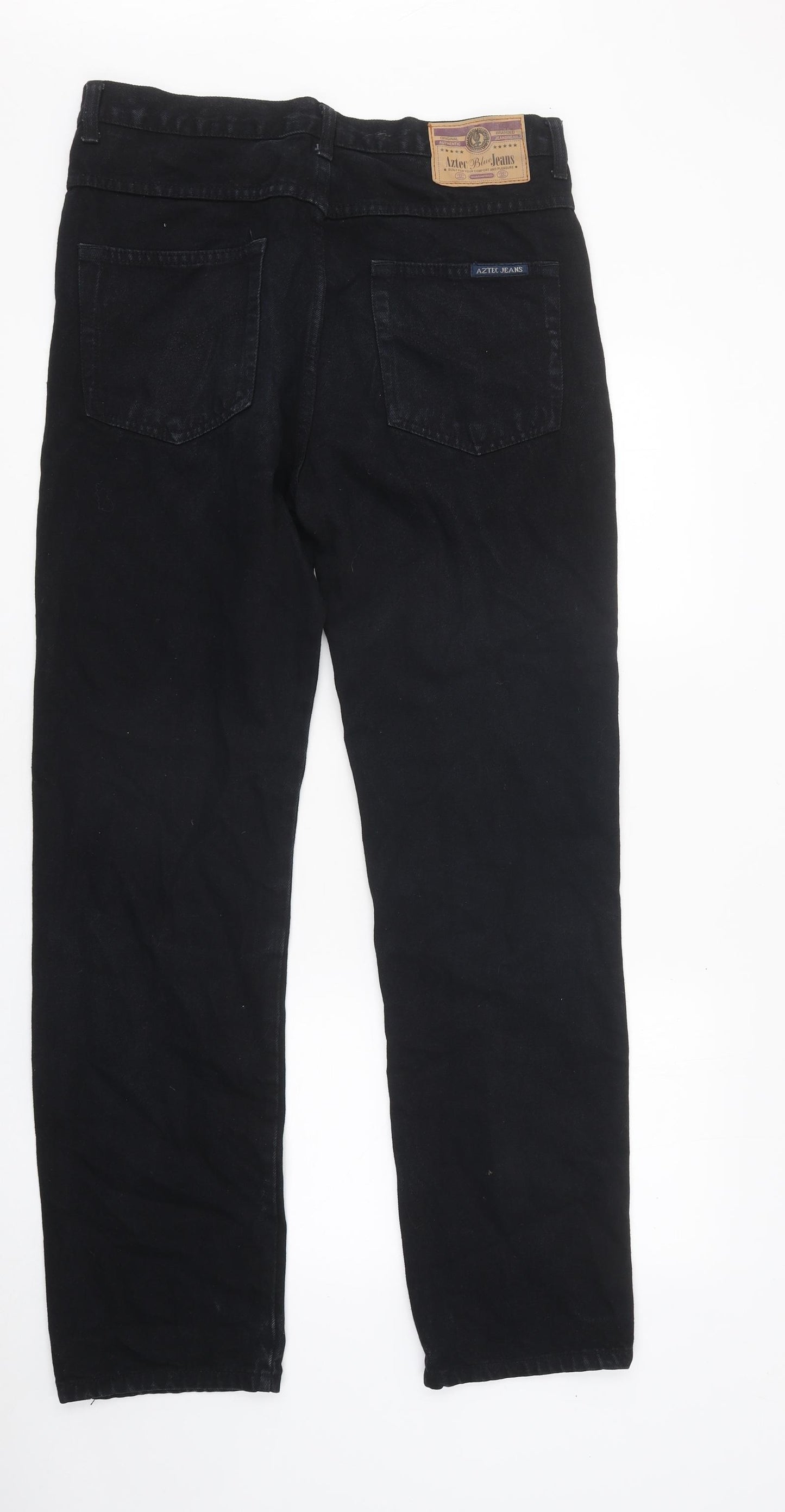 Aztec Mens Black Cotton Straight Jeans Size 32 in L31 in Regular Zip